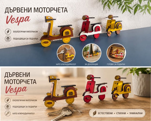 Дървено моторче Vespa